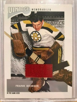 Frank Brimsek 2002 - 03 Be A Player Vintage Memorabilia Relic Bruins H133