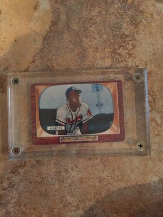 Hank Aaron 1955 Bowman Baseball Card 179 Milwaukee Braves - Good