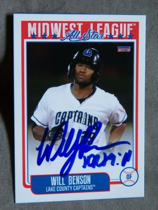 Cleveland Indians Will Benson Signed 2019 Midwest League All - Star Auto Card