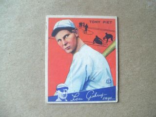 Vg - Ex.  Cond.  1934 Goudey No.  8 Tony Piet,  Cincinnati Reds Baseball Card