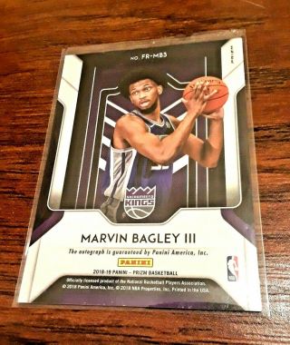 MARVIN BAGELY AUTO ROOKIE PRIZM AUTOGRAPH FAST BREAK $100/BX 2019 PACK FRESH 3