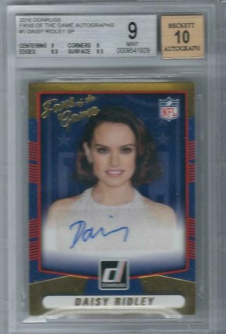 Daisy Ridley Autograph Auto 2016 Donruss Fans Of The Game Bgs 9 Star Wars
