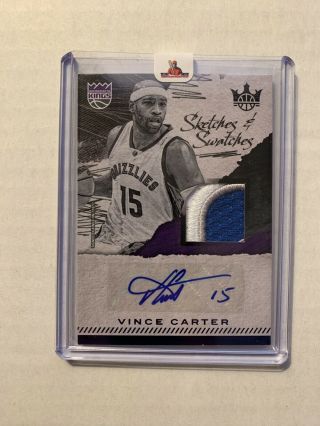 Vince Carter 2017 - 18 Panini Court Kings Sketches & Swatches Prime Patch Auto /10