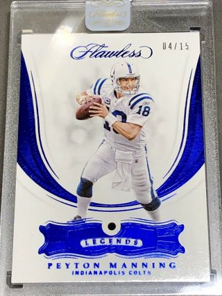 2018 Panini Flawless Legends Sapphire Peyton Manning Sp 04/15 Colts Hof