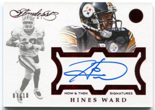 2016 Panini Flawless Hines Ward Autograph Now & Then Ruby Auto /10