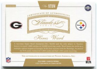 2016 Panini Flawless Hines Ward Autograph Now & Then Ruby Auto /10 2
