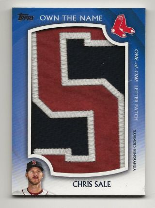 Chris 2019 Topps Series 2 Own The Name 1/1 " S " Letter Patch Jersey Red Sox