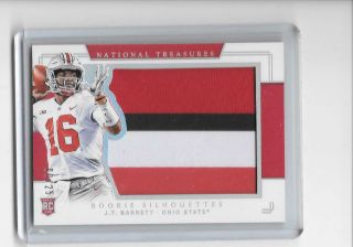 2018 National Treasures J.  T.  Barrett Rookie Silhouettes Holo 3 Color Jersey 9/25