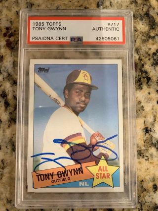 1985 Topps 717 Tony Gwynn Signed Auto Psa Dna Certified Autograph Padres Hof