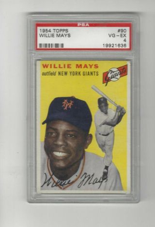 1954 Topps Baseball Card 90 Willie Mays Graded Psa 4 York Giants