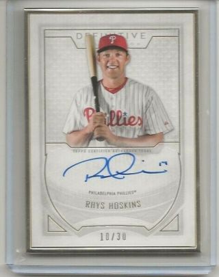 2019 Topps Definitive Rhys Hoskins Gold Framed On Card Auto 10/30 Phillies