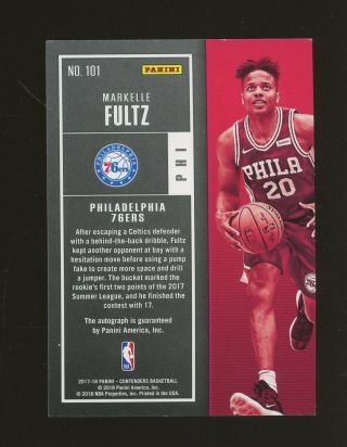2017 - 18 Contenders Cracked Ice Rookie Ticket Markelle Fultz 76ers RC AUTO 11/25 2
