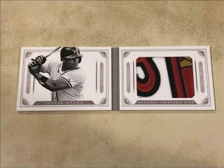 2014 Panini National Treasures Star Booklet Game Worn Patch Justin Upton 03/25