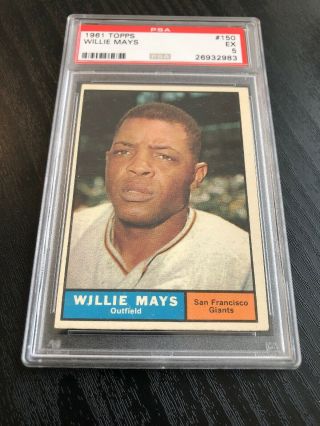 1961 Topps 150 - Willie Mays - Psa 5 Ex - Hof - San Francisco Giants