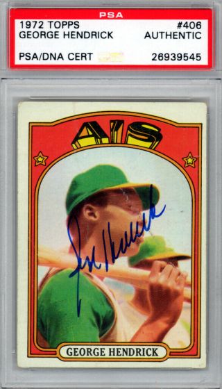 George Hendrick Autographed Signed 1972 Topps Rookie Card 406 A 