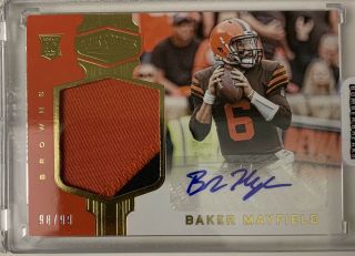 Baker Mayfield Rookie Auto 2 Color Patch Rookie 98/99 2018 Panini