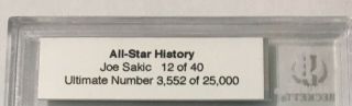 2001 - 02 BAP Ultimate Memorabilia All - Star History 45 Joe Sakic 12/40 BGS 9 5