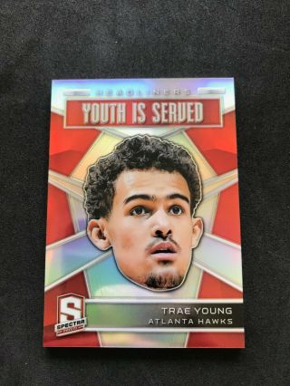 2018 - 19 Panini Spectra Headliners Trae Young Rc Youth Is Served Atl Hawks