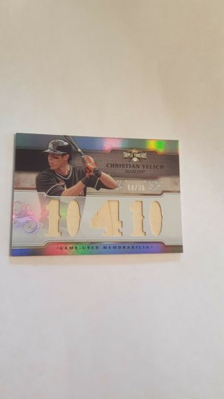 2014 Topps Triple Threads Christian Yelich 5x Bat Relic /36 " 10 4 10 " Brewers
