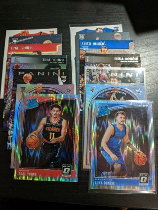 Luka Doncic Trae Young 2018/19 Donruss Optic Shock And 12 Chronicles 