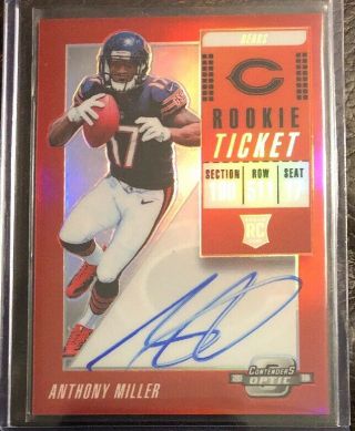 2018 Contenders Optic Anthony Miller Rookie Ticket Auto Red Prizm Sp 84/199