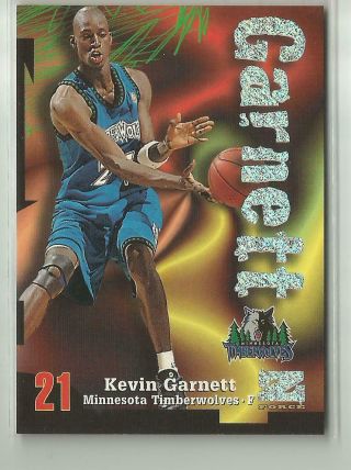 1997 - 98 Skybox Z Force Rave Kevin Garnett Rare Insert Card Ed 183 / 399