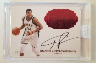 Giannis Antetokounmpo 2016 - 17 Flawless Autographs On - Card Auto Ruby 04/15