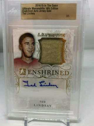 2014/15 In The Game Ultimate Memorabilia Enshrined Auto Jersey Gold Ted Lindsay