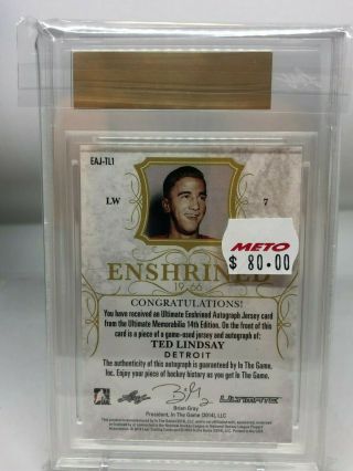 2014/15 In The Game Ultimate Memorabilia Enshrined Auto Jersey Gold Ted Lindsay 2