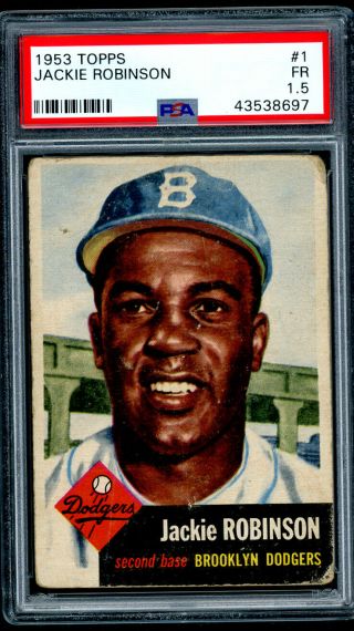 1953 Topps Baseball Card - 1 Jackie Robinson Psa 1.  5,  Fair