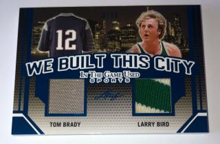 2019 Leaf Itg Game Tom Brady Larry Bird Game Worn Jersey D 6/30