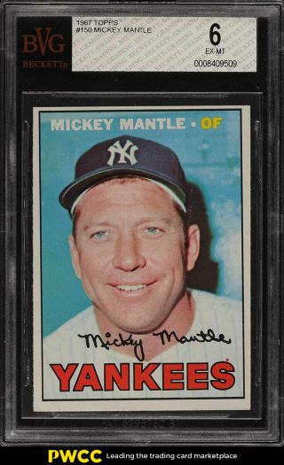 1967 Topps Mickey Mantle 150 Bvg 6 Exmt (pwcc)