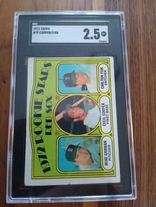 1972 Topps 79 Carlton Fisk Red Sox Rookies Sgc 2.  5 Gd Rookie Rc