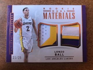 Lonzo Ball 2017 18 National Treasures Rc Rookie Materials Jersey Patch 21/25