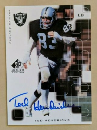 1999 Sp Signature Autograph Ted Hendricks Th Raiders Hof Auto Signed (s/h)