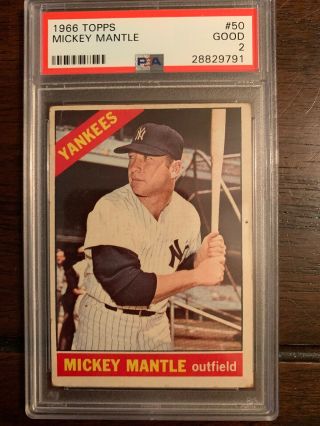 1966 Topps Mickey Mantle Baseball Card 50 Psa 2 Good