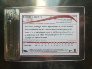 2014 Mookie Betts Topps Rookie Card US - 26 - Beckett 9 Rating & Numbered 2