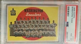 1959 Topps Baseball 397 Washington Senators Team Card PSA 8 Perfectly Centered 4