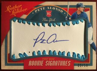 Pete Alonso 2019 Leather & Lumber Rookie Baseball On Card Auto 9/50 Mets
