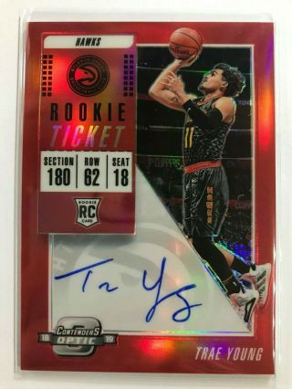 2018 - 19 Contenders Optic Red Prizm Rookie Ticket Autograph : Trae Young 089/149