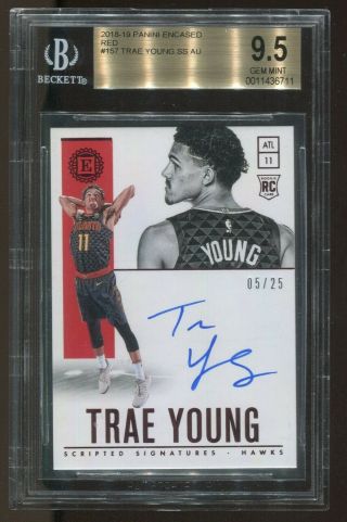 2018/19 Encased Red Trae Young Auto Rc (05/25) Bgs 9.  5