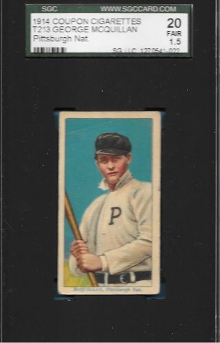 T213 Coupon George Mcquillan Pittsburgh 1914 Card Graded Sgc 1.  5 Fair T206 Image