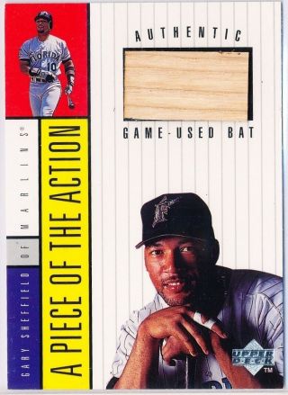 Gary Sheffield 1998 Upper Deck A Piece Of The Action 1 Game Bat