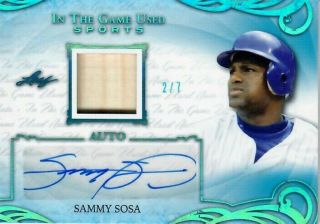 Sammy Sosa 2019 Leaf Itg In The Game Auto Jersey Relic 2/7 Cubs