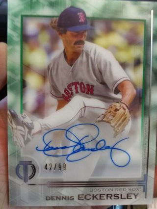 2019 Topps Tribute Dennis Eckersley On Card Auto Green 42/99 Boston Red Sox