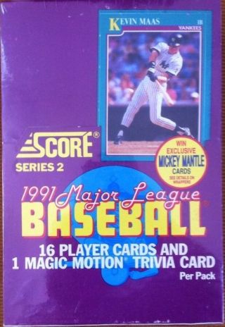 1991 Score Baseball Box Series 2 36 Packs