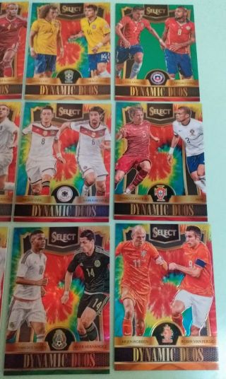 PANINI SELECT SOCCER COMPLETE SET DYMANIC DUOS TIE DYE GREEN 12 CARDS 3