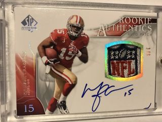 2009 Sp Authentic Michael Crabtree 1/1 Nfl Shield Rookie Patch Auto Rc Jersey