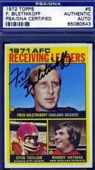 Fred Biletnikoff Signed Psa/dna 1972 Topps Certed Autograph Authentic