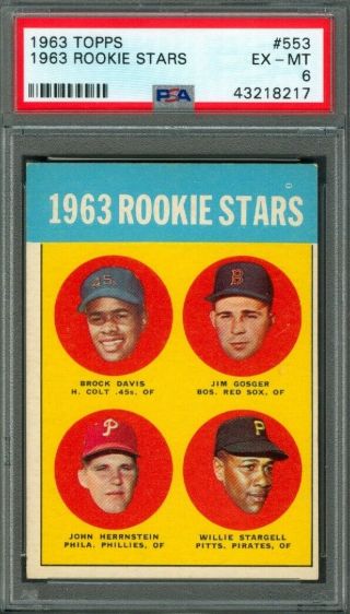 1963 Topps Rookie Stars 553 (willie Stargell Rc) Psa 6 (-)
